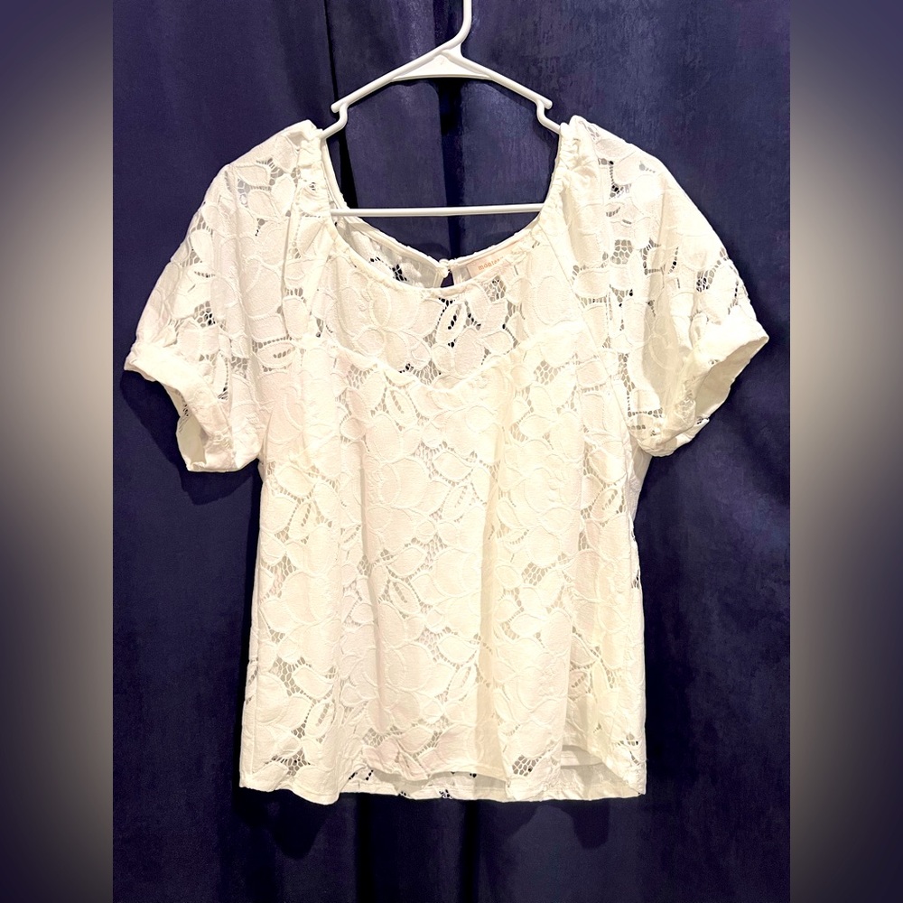 Monteau Los Angeles White Lace Shirt - Size M